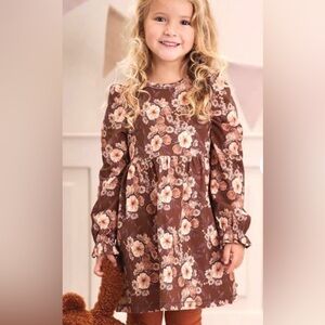 Musli Girl’s Organic Cotton Brown Floral Dress 6 Y